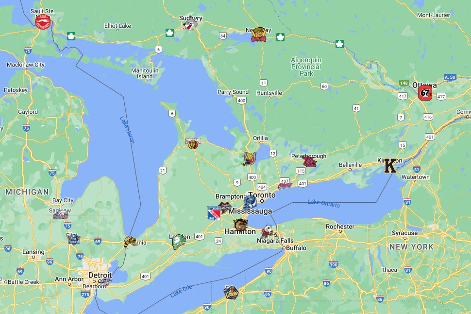 OHL Teams Map