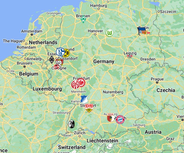 Bundesliga Teams Map