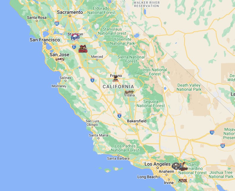 California League Teams Map