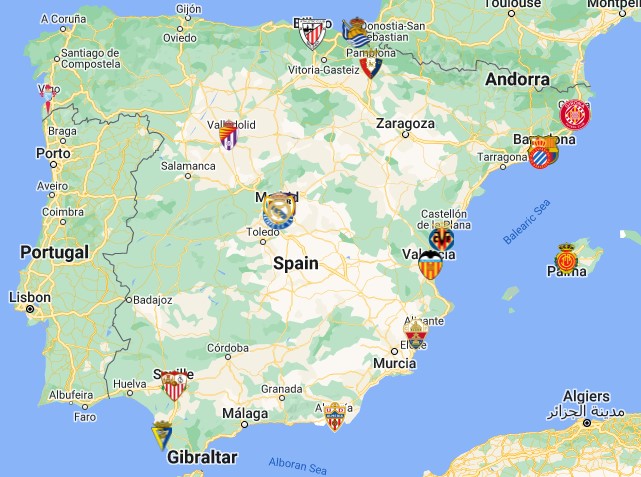 La Liga Teams Map