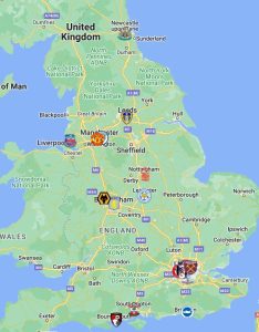 Premier League Teams Map with logos | Premier League Teams Location ...