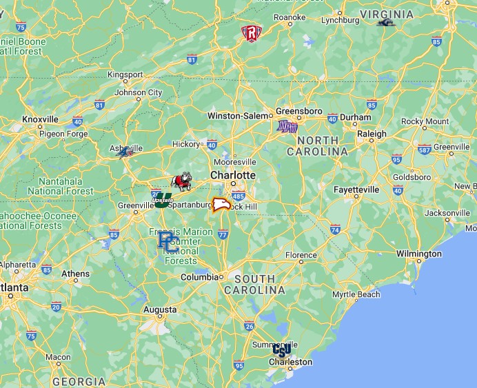 Big South Conference Teams Map