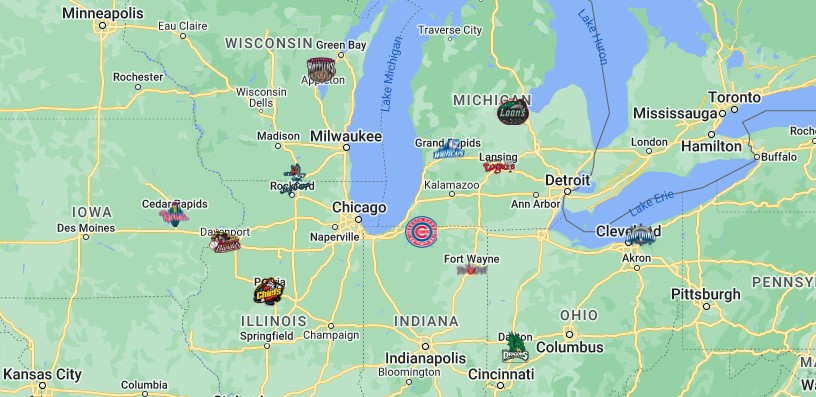 Midwest League Teams Map