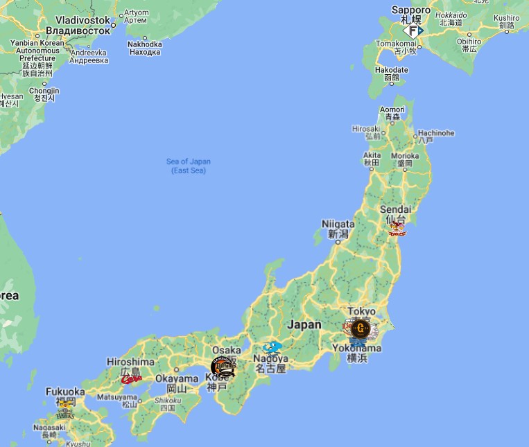 Nippon Professional League Teams Map